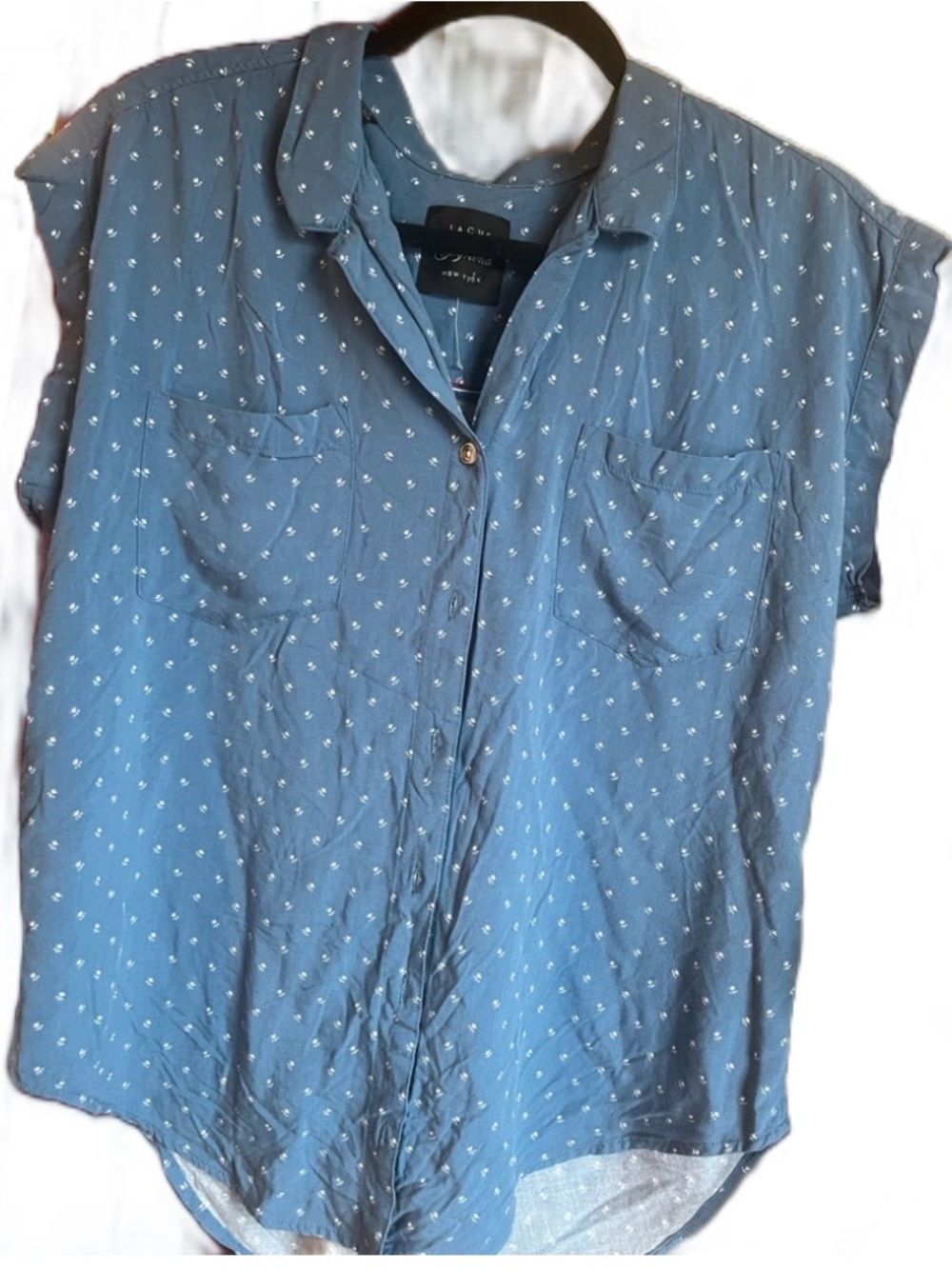 Jachs Light Blue Printed Short Sleeve Button-Front Shirt